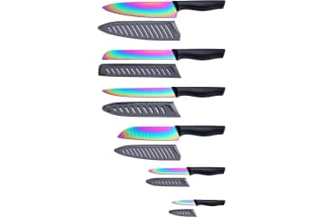 14 Unit Knife Set, Rainbow Titanium Coating