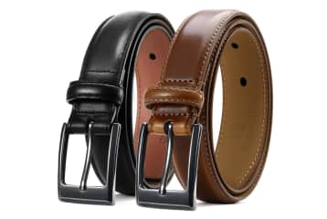 Chaoren Men's Leather Dress Belts 2-Pack for $10