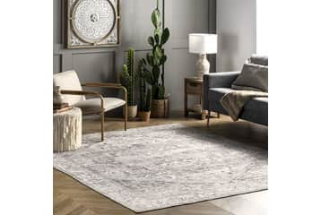 nuLOOM Brielle Machine Washable Vintage Medallion Area Rug - Grey - 2x3 Feet