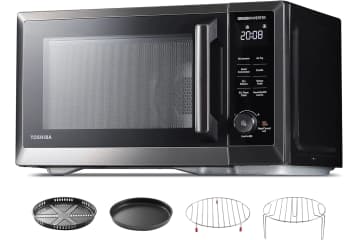 Toshiba 1.2 cu. ft. in Black Stainless Steel 1100 Watt Countertop Microwave  Oven with Mute Button, Eco Mode and Smart Sensor ML2-EM12EA(BS) - The Home