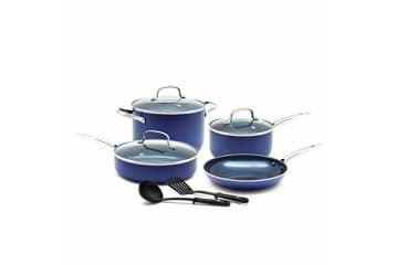 Blue Diamond Cookware Diamond Infused Ceramic Nonstick, 1QT and 2QT  Saucepan Pot Set, PFAS-Free, Dishwasher Safe, Oven Safe, Blue