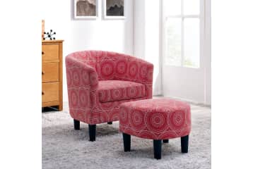 Latitude Run Jazouli Upholstered Barrel Chair w Ottoman for 80