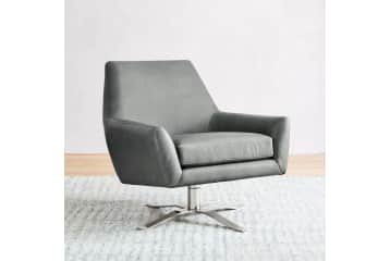 west elm Lucas Swivel Base Chair in Brute Leather Blue Stone for