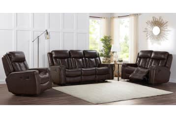 Member's Mark Standage 3-Piece Top-Grain Leather Set for $1,699 for members  - 8MX07U6