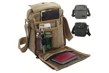 Men's Canvas Crossbody Shoulder Bag for $8