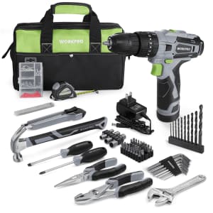 Workpro 12V Cordless Drill and Hand Tools 177-Piece Set: $46