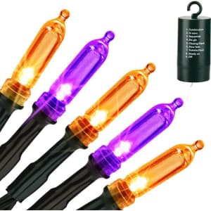 100-LED Orange Purple Halloween String Lights: $6.99
