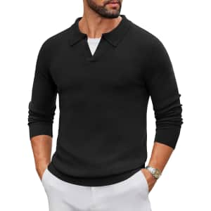 Coofandy Men's Knit Polo Sweater V-Neck: $13.49 Coofandy Men's Knit Polo Sweater V-Neck: $13.49