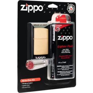 Zippo All-in-One Kit with Brushed Brass Windproof Lighter: $14
