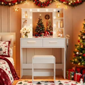 Furmax Makeup Vanity Table and Chair Set: $105.99 Furmax Makeup Vanity Table and Chair Set: $105.99