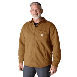 Carhartt Men's Rain Defender Loose Fit Heavyweight Quilted Snap Front Shirt Jacket: $52