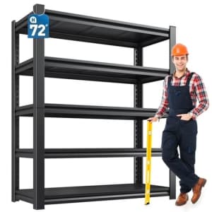 REIBII 72" Heavy-Duty 5-Tier 3,000-lbs. Shelving Unit: $40