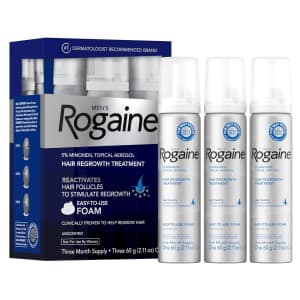 Rogaine 5% Minoxidil Foam 3-Month Supply: $33 via Sub. & Save Rogaine 5% Minoxidil Foam 3-Month Supply: $33 via Sub. & Save