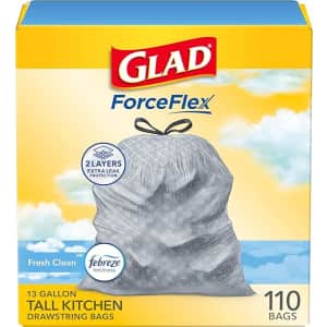 Glad Tall Kitchen Drawstring 13-Gallon Trash Bags 110-Count: $14 w/ subscribe & save