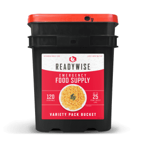 ReadyWise 120-Serving Emergency Food Supply Variety Bucket: $79.99