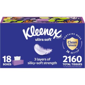 Kleenex Ultra Soft Facial Tissue 18-Pack: $18.34 via Sub & Save Kleenex Ultra Soft Facial Tissue 18-Pack: $18.34 via Sub & Save