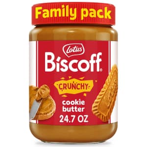 Lotus Biscoff 24.7-oz. Crunchy Cookie Butter Spread: $7.66 via Subscribe & Save