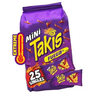 Mini Takis Fuego Crunchy Rolled Tortilla Chips 25-Pack: $9.99 Mini Takis Fuego Crunchy Rolled Tortilla Chips 25-Pack: $9.99