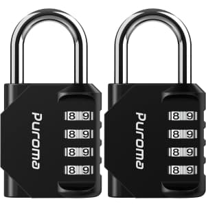 Puroma 4-Digit Combination Lock 2-Pack: $7.98
