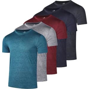 Real Essentials Men's Dry-Fit Performance T-Shirt 5-Pack: $28