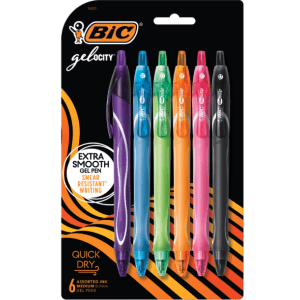 BIC 6-Count Gelocity Quick Dry Gel Pens: $4.97