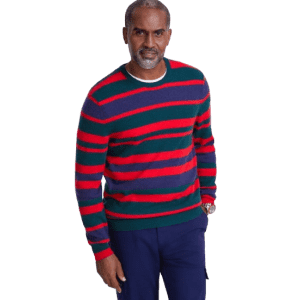 Club Room Men's Stripe 100% Cashmere Crewneck Sweater: $19.96
