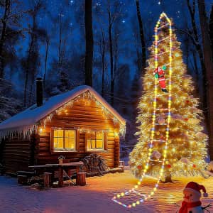 8-Foot LED Christmas Ladder Lights with Climbing Santa Claus: $23.99