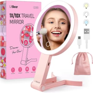 LitBear Travel Makeup Mirror with Lights: $17 w/ Prime