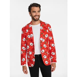 Jolly Knits Men's Christmas Print Blazer: $14
