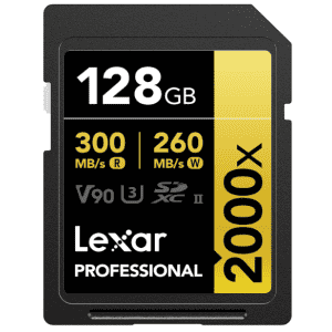 Lexar 128GB Professional 2000x Class 10 SDXC Memory Card: $99 Lexar 128GB Professional 2000x Class 10 SDXC Memory Card: $99