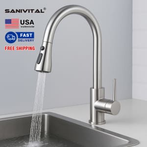 Sanitival Stainless Steel Single Handle Pull Out Kitchen Faucet: $29