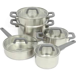 Oster Beauford 9-Piece Stainless Steel Cookware Set: $48