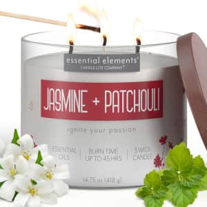 Essential Elements Jasmine & Patchouli Three-Wick Scented Candle: $10