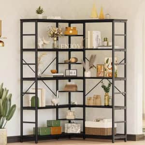Ironck 5-Tier Industrial Corner Bookcase: $107.70
