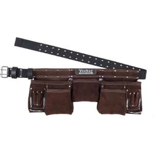 Veekay Brown Leather Tool Belt with 11 Pockets: $38.25