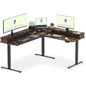 Flexispot 71" L-Shaped Standing Desk with Shelf: $297 w/ Prime
