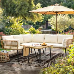 Yitahome 4-Piece Boho Wicker Outdoor Patio Sectional Sofa Set: $304
