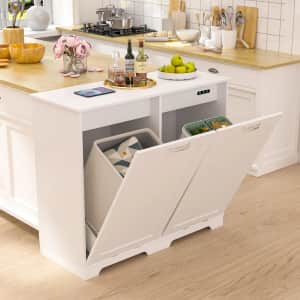 Vecelo Double Tilt-Out Trash Cabinet With Negative Ion and Deodorizing Function: $119