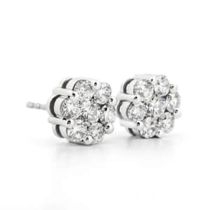 2.00-TCW Floral Cluster Earrings in White Gold: $800 2.00-TCW Floral Cluster Earrings in White Gold: $800