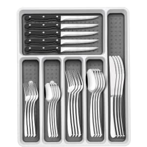 49-Piece Silverware Set with Organizer: $34