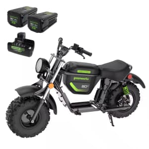 Greenworks 80V Series Mini Bike w/ 2 8.0Ah Batteries + Dual-Port Rapid Charger: $1300 Greenworks 80V Series Mini Bike w/ 2 8.0Ah Batteries + Dual-Port Rapid Charger: $1300