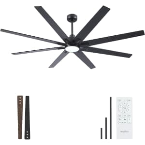 Newday 72" 8-Blade Large Ceiling Fan with Light & Remote: $145.98