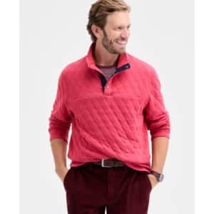 Club Room Men's Quilted Snap Mock Neck Sweater: $10