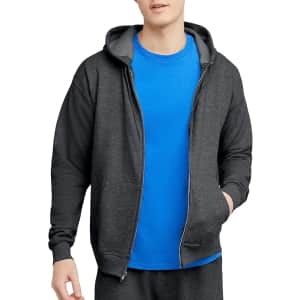 Hanes Men's EcoSmart Fleece Zip-Up Hoodie: $13