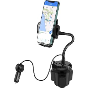 4-Port USB Car Charger w/ Cup Holder Phone Mount: $4.99