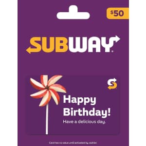 $50 Subway Gift Card: $42.50 $50 Subway Gift Card: $42.50