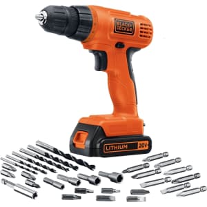Black + Decker 20V Max Cordless Drill / Driver w/ 30-Piece Accessory Set: $50