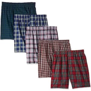 Hanes Men's Big Tartan Boxers 5-Pack: $15