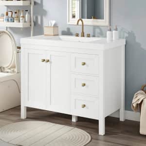 Yitahome 36" Mid-century Bathroom Vanity Cabinet with Stone Countertop: $319.99 Yitahome 36" Mid-century Bathroom Vanity Cabinet with Stone Countertop: $319.99