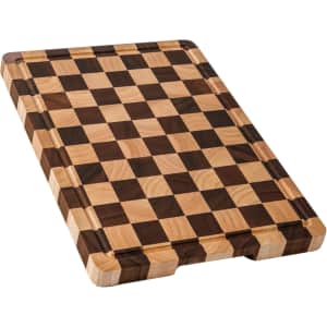 16.5" x 11.6" Checkered Wood Cutting Board: $31